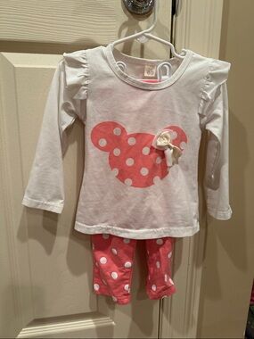 White & Pink Polka Dot Minnie-Inspired Two-Piece Set